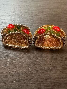 Baublebar Gold Glitter Taco Beaded Earrings Flawed 🌮